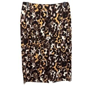 St. John Womens Animal Print Pencil Skirt Brown Black Designer Sophisticated